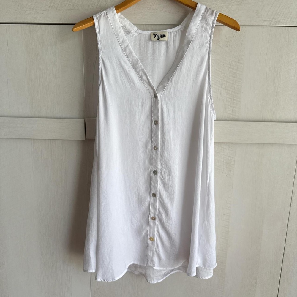 Show Me Your Mumu White Button Down Tank Flowy
